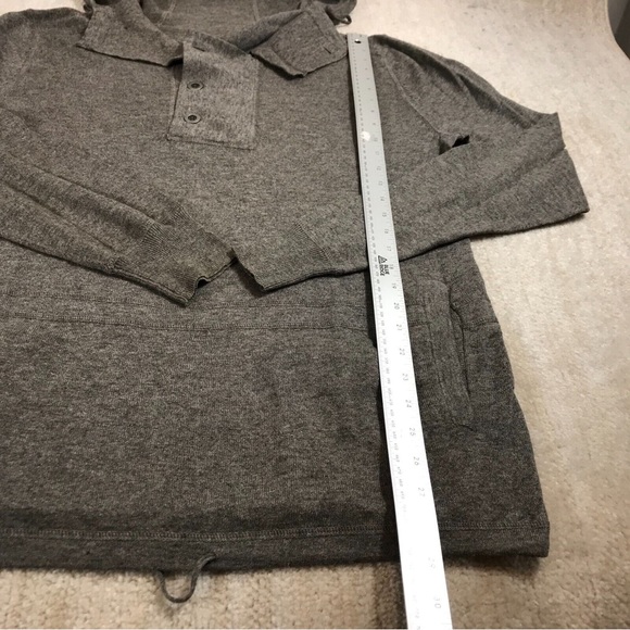 AllSaints Sweater Mens Large Pullover Button Front Alpha Hoody Gray Pocket - Picture 5 of 8